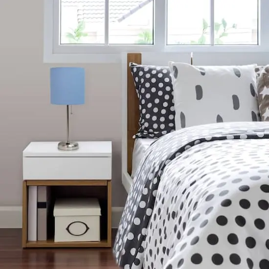 LimeLights 19.5" Stick Lamp with Charging Outlet and Fabric Shade Brushed Steel and Blue {5}