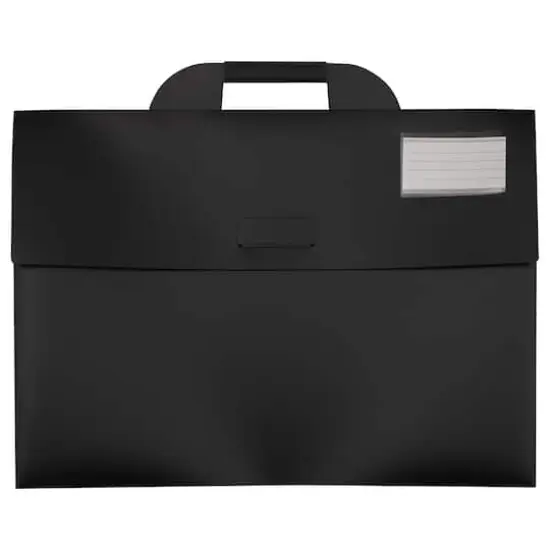 JAM Paper Black Thin Portfolio File Carry Cases with Handles Set {6}
