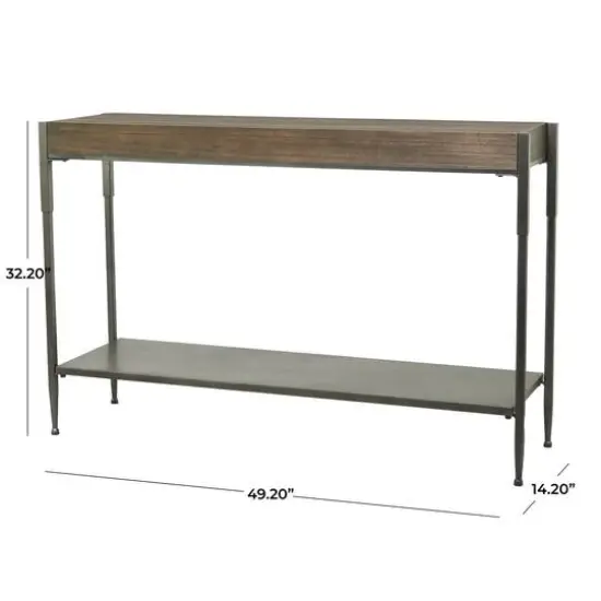 49" Brown Metal Industrial Console Table {7}