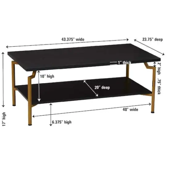 Household Essentials 43" Crown Coffee Table Black {5}