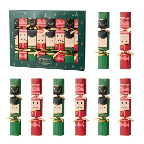 Glitzhome&reg; 8PK 2"D x 12"H Nutcracker Christmas Party Crackers with Gift Contents {1}