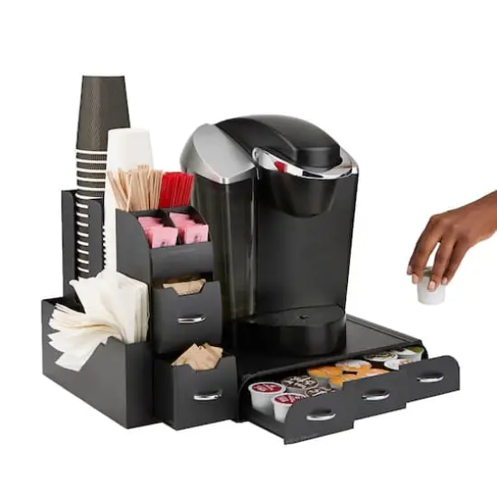 Mind Reader Black 2-Piece Single Serve Coffee Pod Drawer and Condiment Organizer Caddy Station {9}