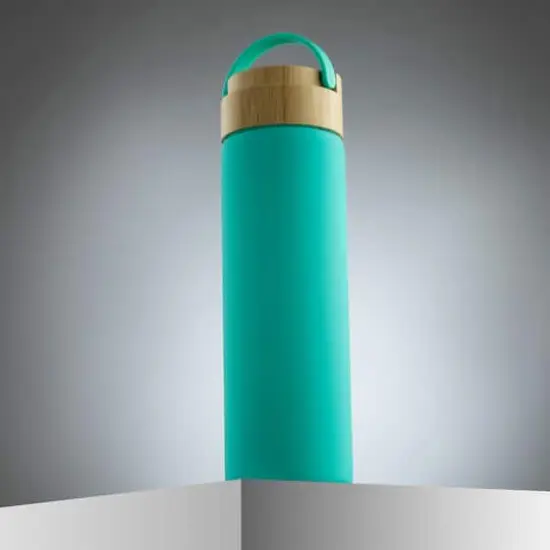 JoyJolt&reg; 20oz. Glass Water Bottle with Carry Strap & Non Slip Silicone Sleeve Turquoise {8}