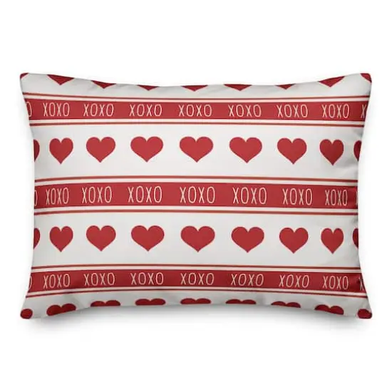 XOXO & Heart Stripes Throw Pillow {1}