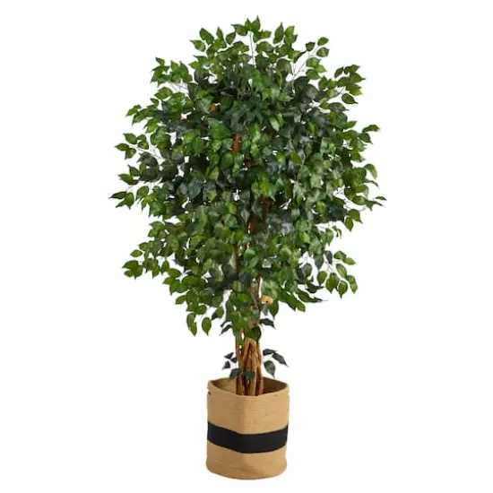 5.5ft. Palace Ficus Artificial Tree in Handmade Natural Cotton Planter {1}