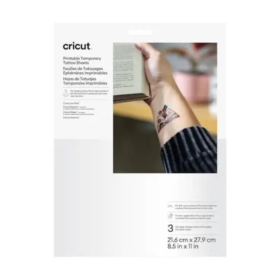 Cricut&reg; 8.5" x 11"Transparent Printable Temporary Tattoo Sheets, 3ct. {1}