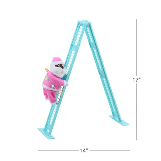 17" Animated Tabletop Pastel Climbing Santa {4}