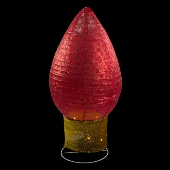 42" Pre-Lit Twinkling LED Red Glitter Light Bulb Christmas Yard Art Decoration {4}