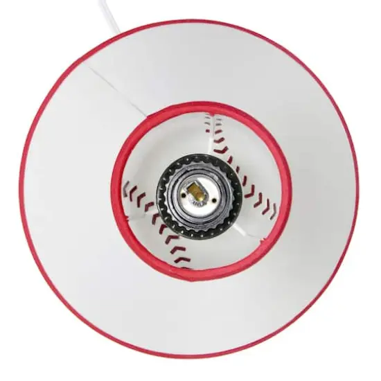 Simple Designs&trade; 11.5" Baseball Base Table Lamp and White Shade Red Trim {8}