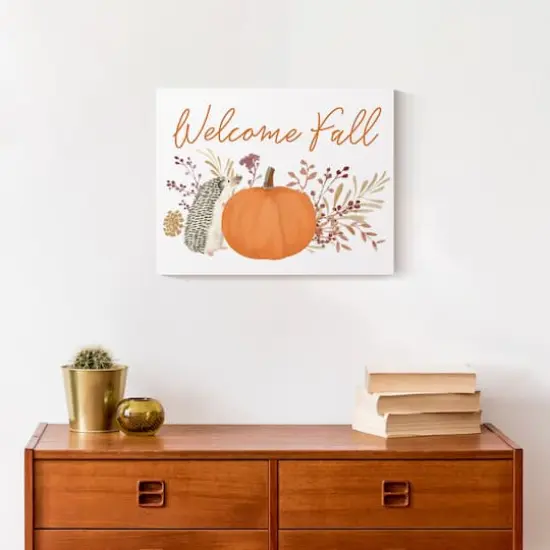 Welcome Fall Hedgehog Canvas Wall Art {5}