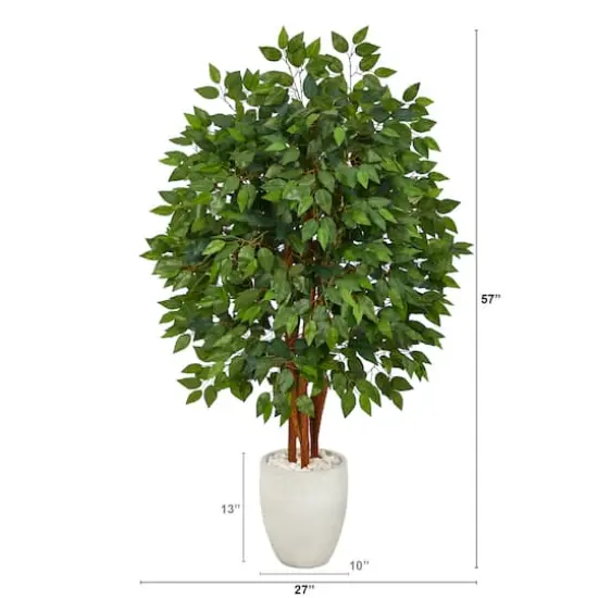 57" Super Deluxe Ficus Tree in White Planter {3}