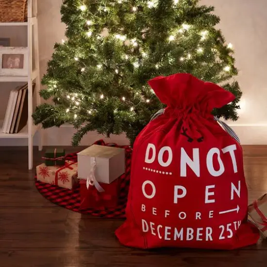 DII&reg; Do Not Open Santa Drawstring Gift Bag {6}
