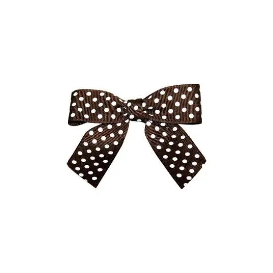 JAM Paper 3.25" Grosgrain Polka Dot Twist Tie Bows, 100ct. Brown {1}