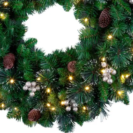 24" Crestwood&reg; Clear Lights Pre-Lit Gold Spruce Wreath {4}