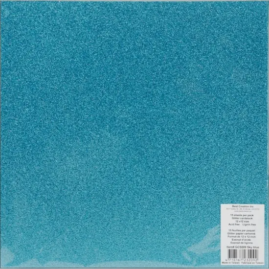 Best Creation 12" x 12" Sky Blue Glitter Cardstock, 15 Sheets {1}