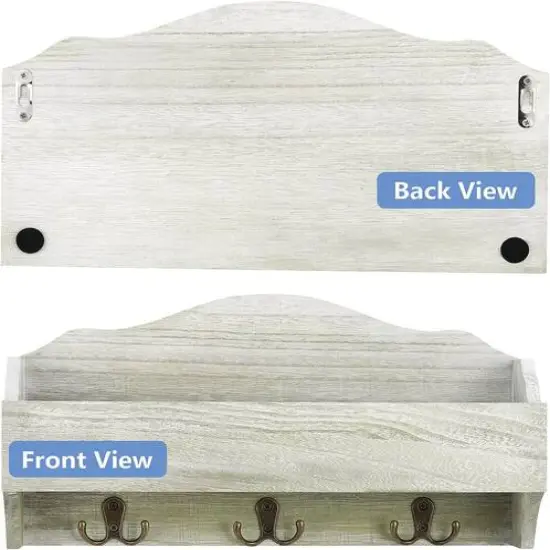 NEX™ Olive Green Wall-Mounted Wooden Key Rack with 3 Double Key Hooks {6}