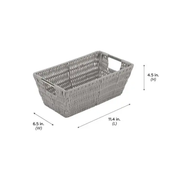 Simplify Small Gray Shelf Storage Rattan Tote Basket {7}