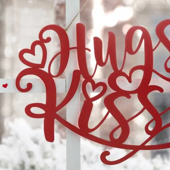 Glitzhome&reg; 17.75" Valentine's Metal "Hugs & Kisses" Wall D&eacute;cor {5}