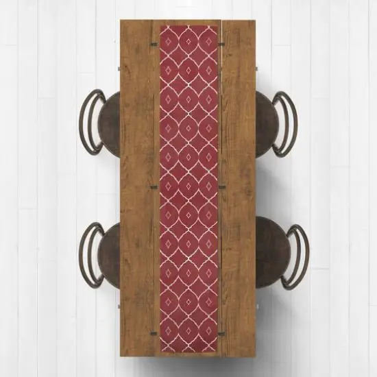 Geometric Pattern Indoor/Outdoor Table Runner Red {4}