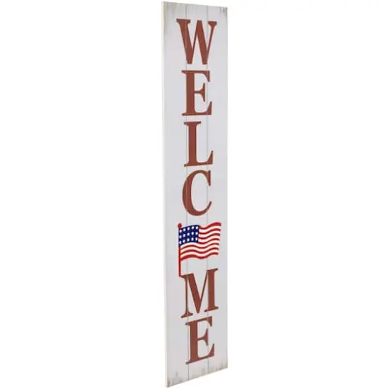 36" Welcome USA Flag Americana Wooden Porch Board Sign Decoration {4}