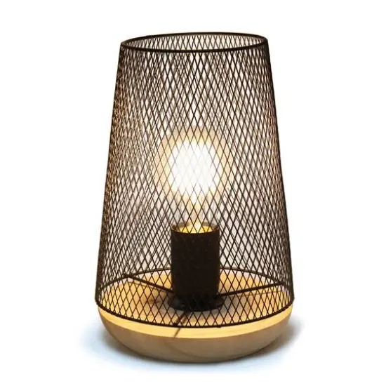 Simple Designs 9" Wired Mesh Uplight Table Lamp Black/Natural {3}