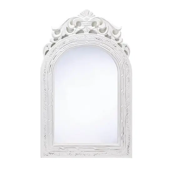 Weathered White Arched-Top Wall Mirror {1}