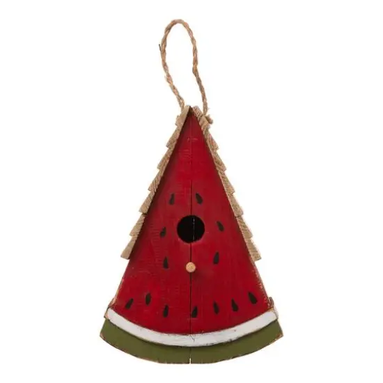 Glitzhome® 11" Hanging Wood Watermelon Garden Decorative Birdhouse {7}