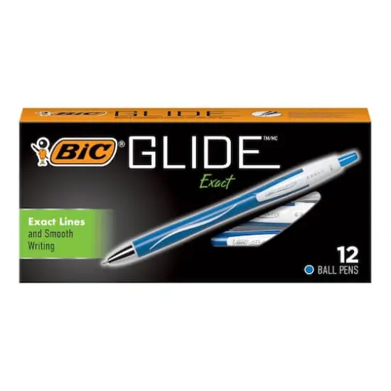 BIC&reg; Glide&trade; Exact Blue Fine Point 0.7mm Retractable Ball Point Pens, 12ct. {1}