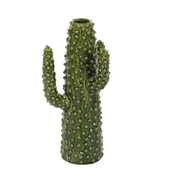 Green Ceramic Eclectic Vase, 12" x 5" x 6" {5}