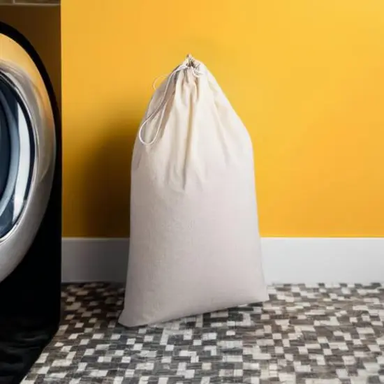 Household Essentials 36" Cotton Drawstring Laundry Bag Brown {4}