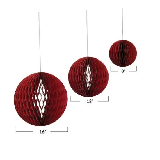 Hello Honey&reg; 3ct. Honeycomb Paper Ball Ornaments Red {4}