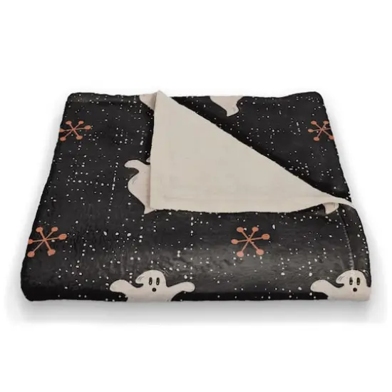 Retro Ghosts Coral Fleece Blanket {3}