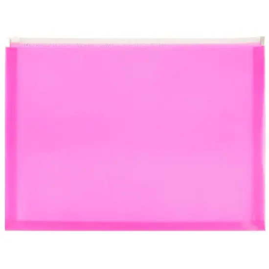 JAM Paper 9.75" x 13" Zip Closure Letter Booklet Plastic Envelopes, 12ct. Hot Pink {1}