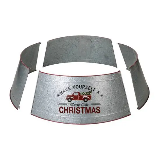 Glitzhome&reg; 40.5" Christmas Galvanized Metal Truck Tree Collar {9}