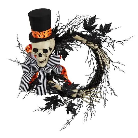 26" Halloween Dapper Skeleton Wreath {1}