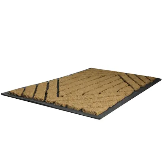 Black Rubber & Coir Outdoor Rectangular Door Mat, 29.5" x 17.5" {3}