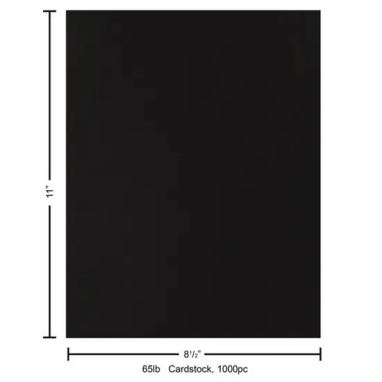 PA Paper® 8.5" x 11" 65lb. Smooth Cardstock, 1,000 Sheets Black {5}