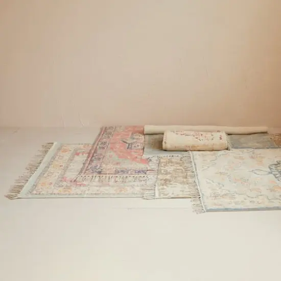 Hello Honey&reg; 5ft. x 7ft. Brown Cotton Chenille Distressed Print Rug with Fringe {4}