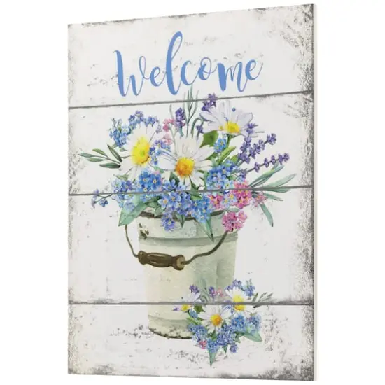 16" Spring Floral Welcome Wall Sign {5}