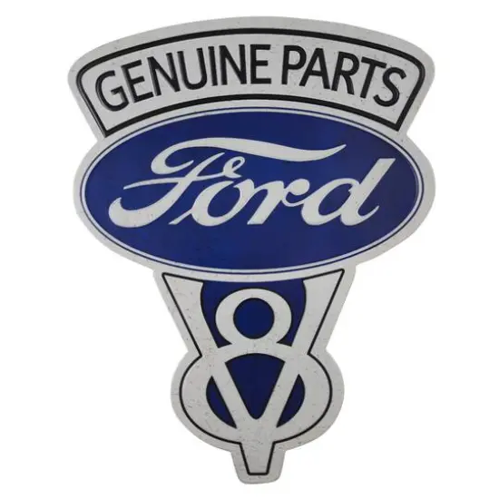 Vintage Ford V8 Genuine Parts Embossed Metal Sign {6}