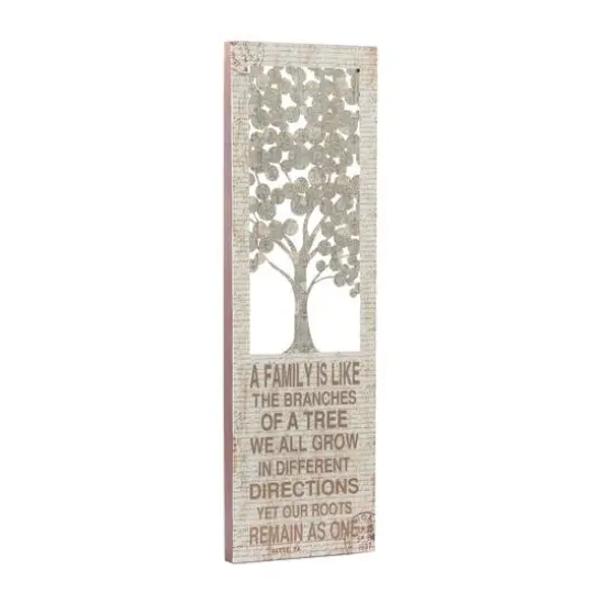 Beige Farmhouse Tree Metal Wall Decor, 36" x 12" {3}