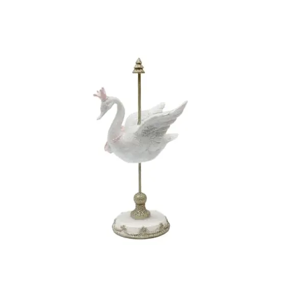 10.75" White, Gold & Pink Frosted Carousel Swan Tabletop D&eacute;cor by Ashland&reg; {3}