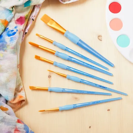 Golden Taklon Flat 7 Piece Brush Set by Craft Smart&reg; {3}