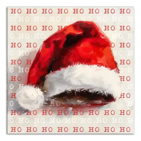 Painterly Santa Hat 16" x 16" Canvas Wall Art {1}