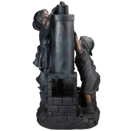 29" Bronze Children at the Water Pump Well Outdoor Garden Water Fountain {4}