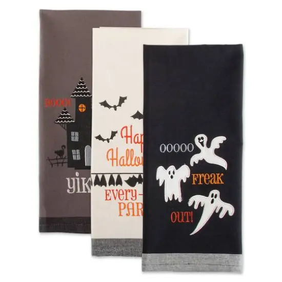 DII&reg; Assorted Halloween Embroidered Dishtowel Set {3}