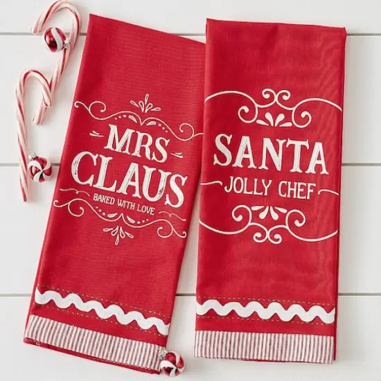 DII&reg; Mr & Mrs Claus Dishtowel Set {4}