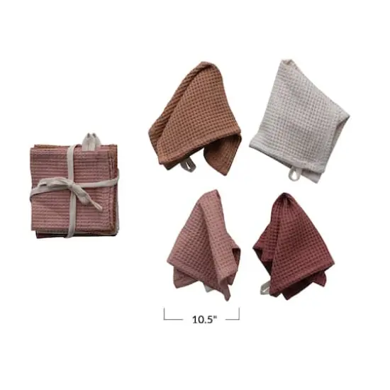 Hello Honey® Woven Linen & Cotton Waffle Kitchen Dish Cloths Set {4}
