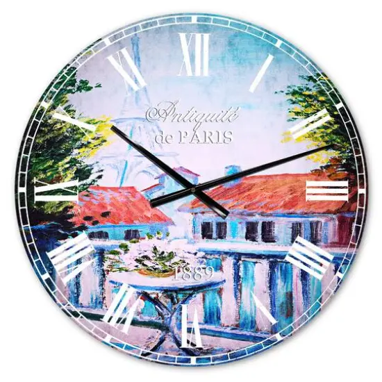 Designart 'Paris Eiffel Tower French Country Wall Clock {1}