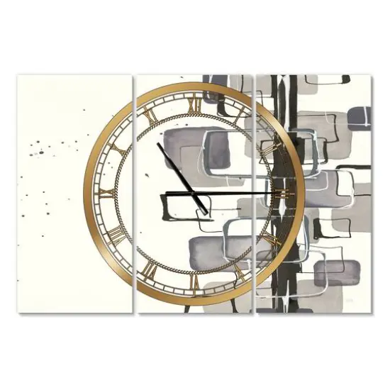 Designart Glam Dancing Shape III Modern 3 Panel Wall Clock {1}